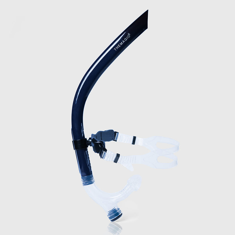 Center snorkel designed for swim training, stroke technique improvement, and body position drills