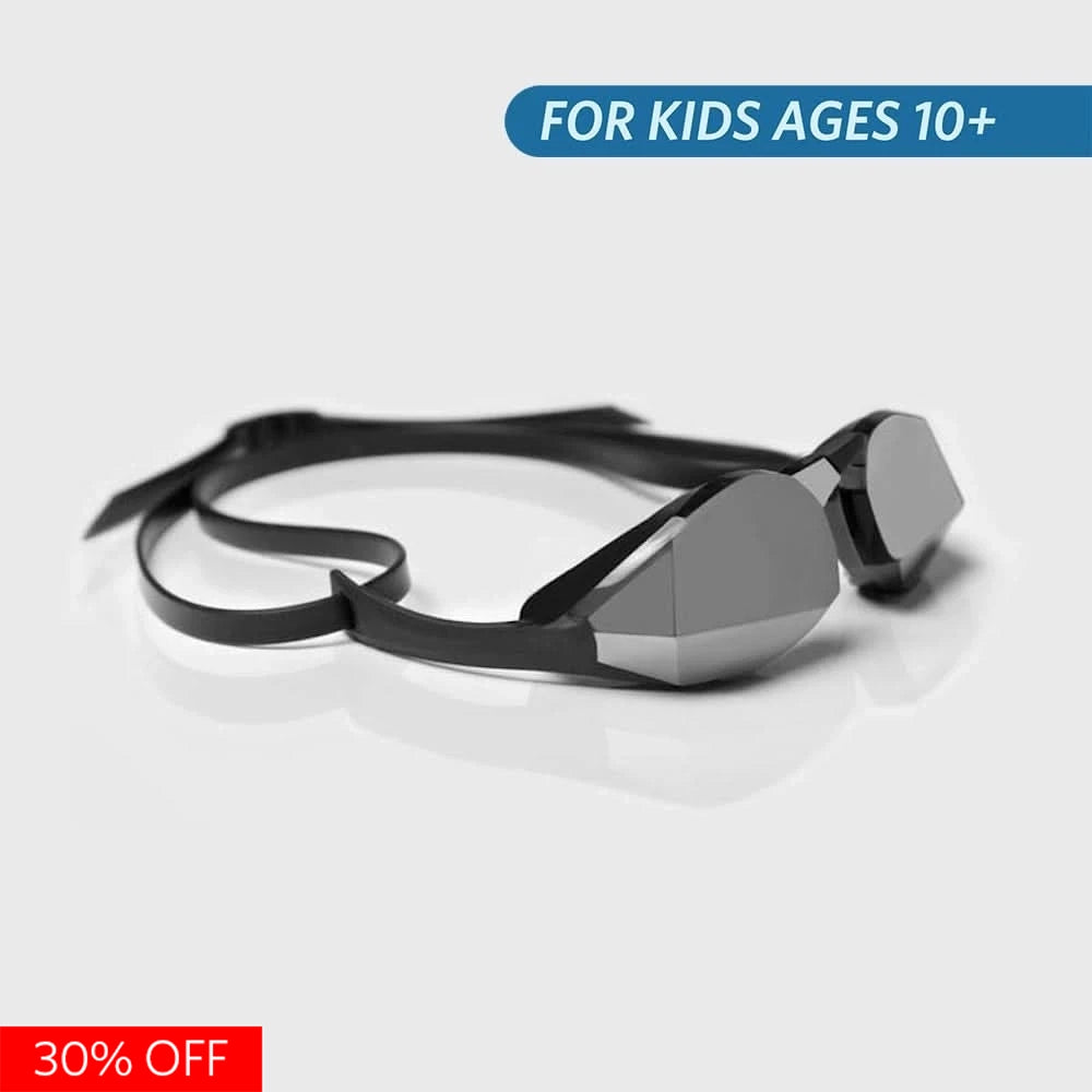 Black Magic Mirror Silver youth swim goggles with mirrored silver lenses for swimmers ages 10+