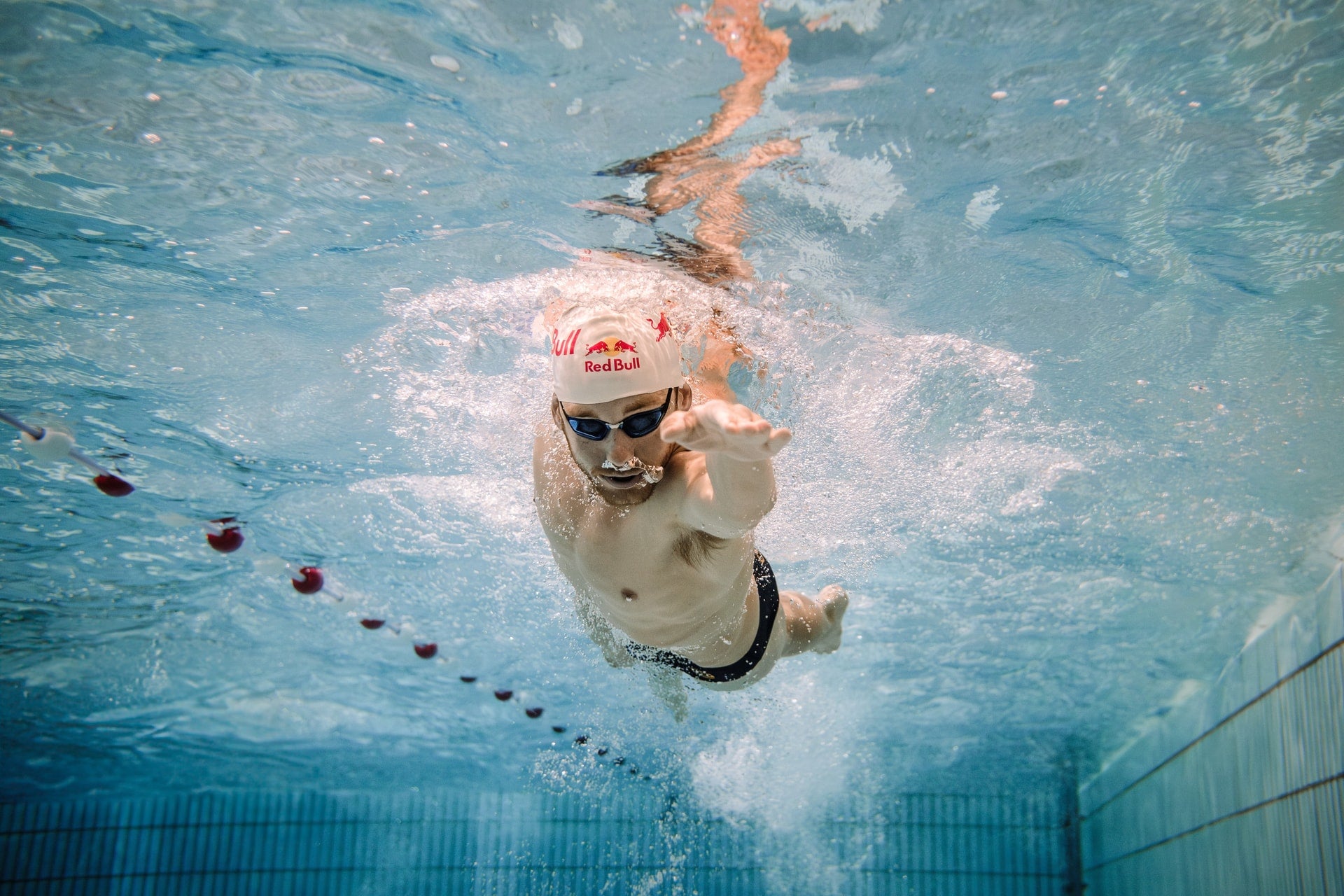 Man swimming freestyle