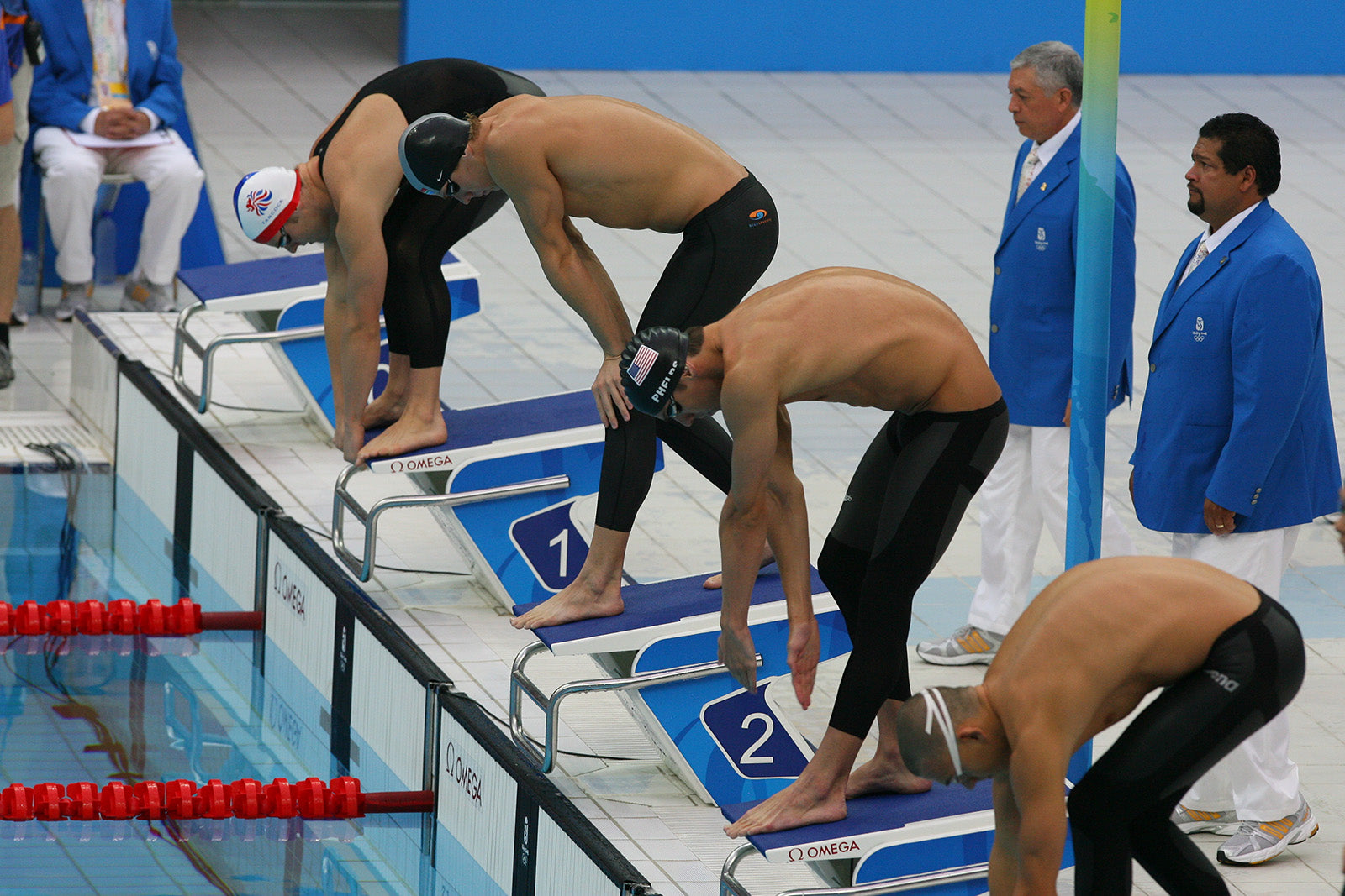 Swimmers get ready to takeoff