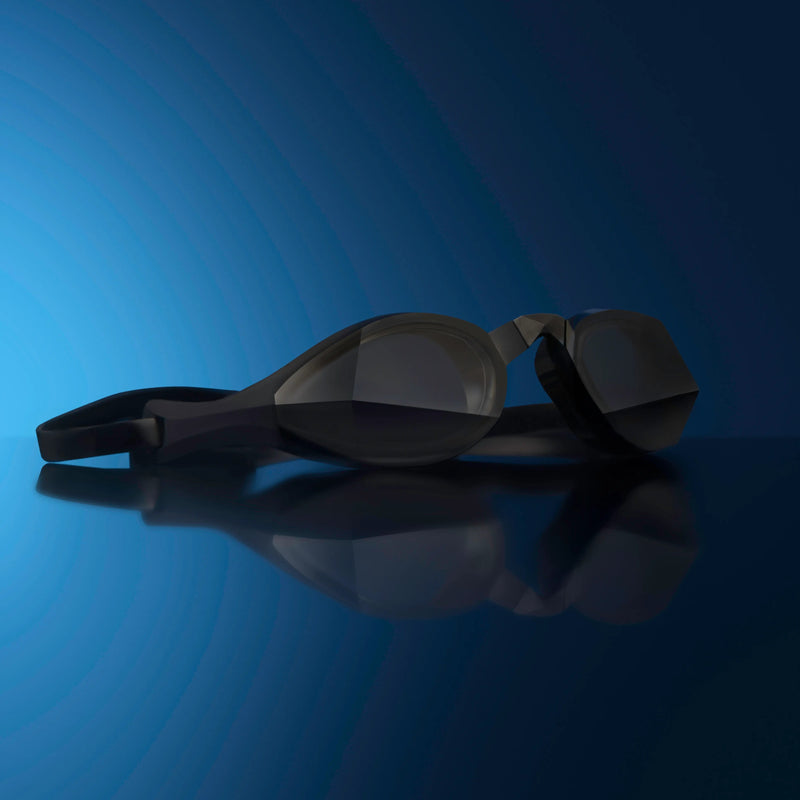 Vector Smoke Magic custom-fit swimming goggles by THEMAGIC5 with smoke-tinted lenses designed for outdoor swimming, anti-glare visibility, and performance swim training.