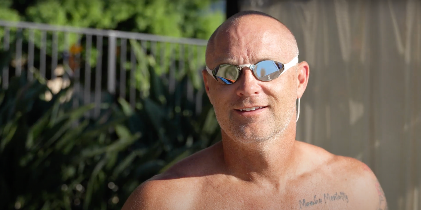 Brett Hawke wearing TheMagic5 Goggles before he swims