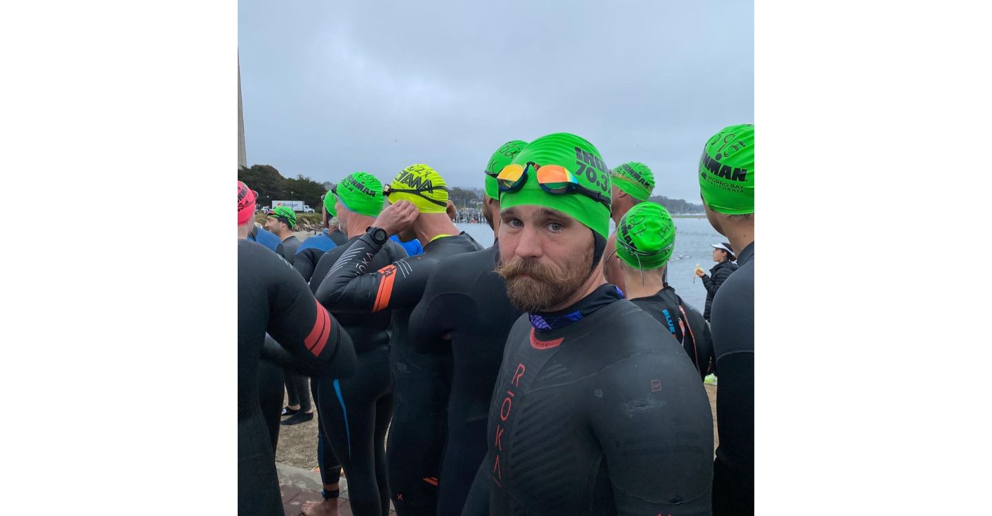 MacKay at the start of his Ironman wearing his Magic5 goggles