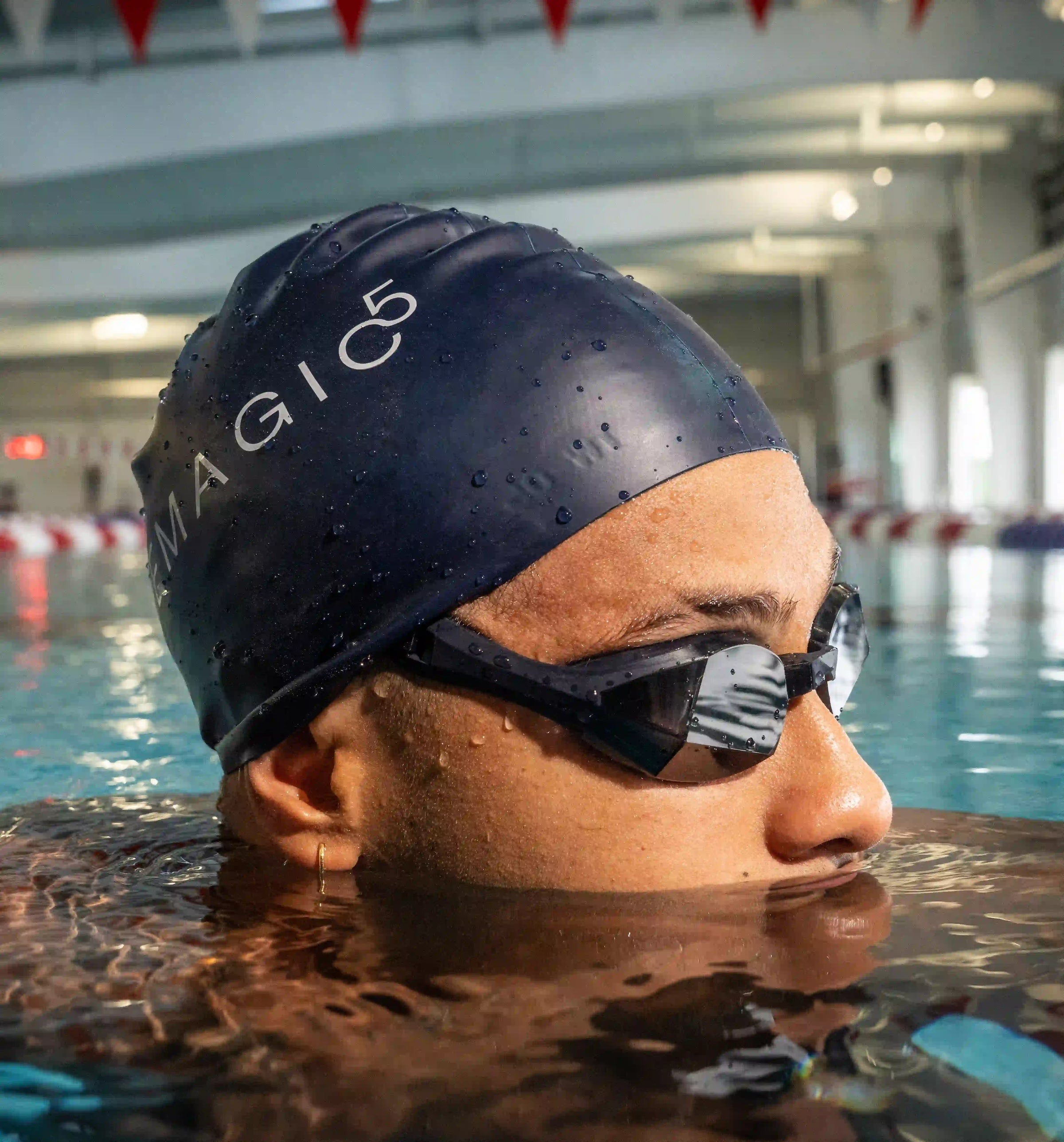 Shaine Casas wearing themagic5 swimming goggles