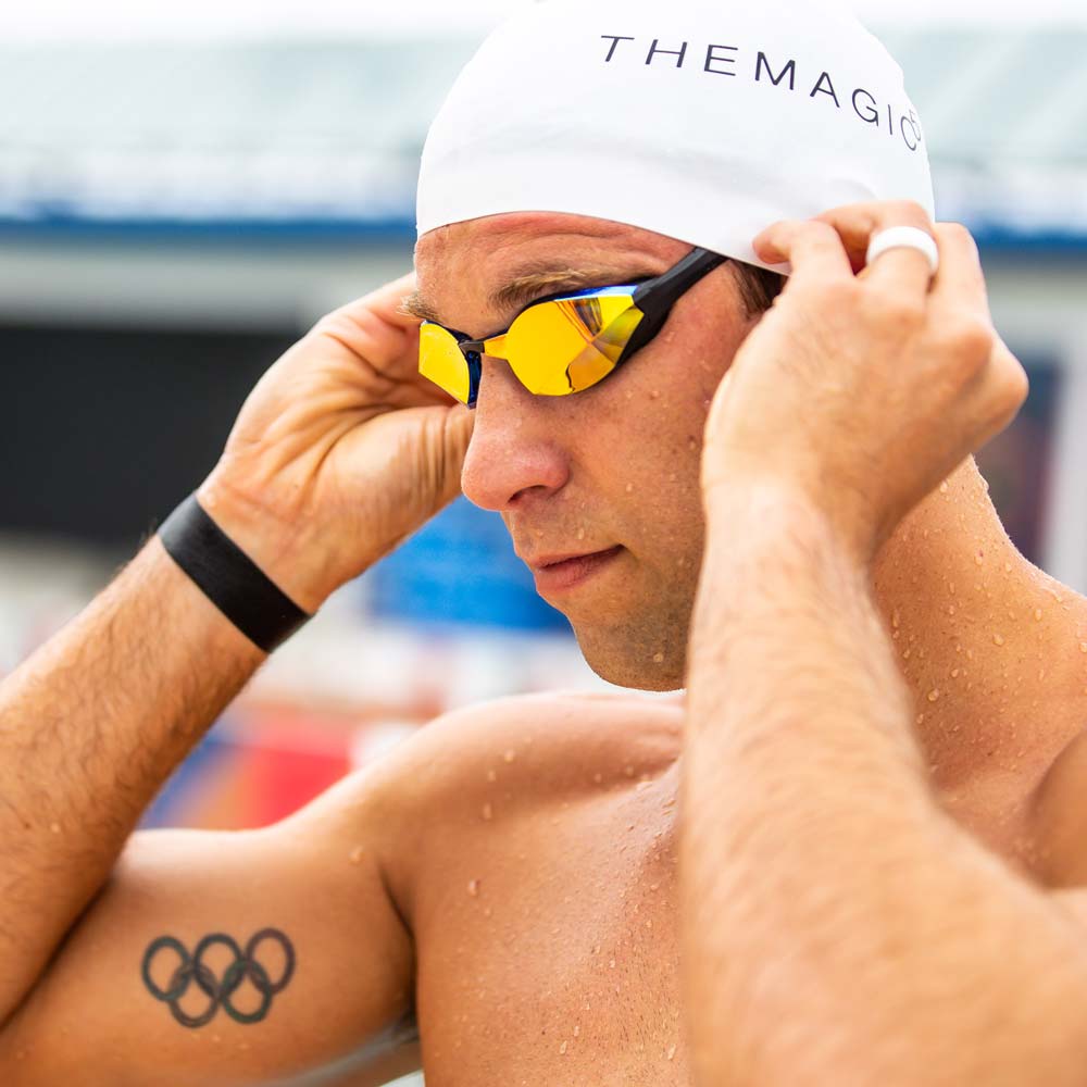 Mirrored Swim Goggles TheMagic5 Blue Magic Mirror Gold THEMAGIC5